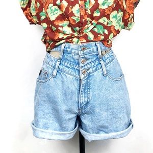 Vtg Steel Jean shorts light wash cutouts 90s